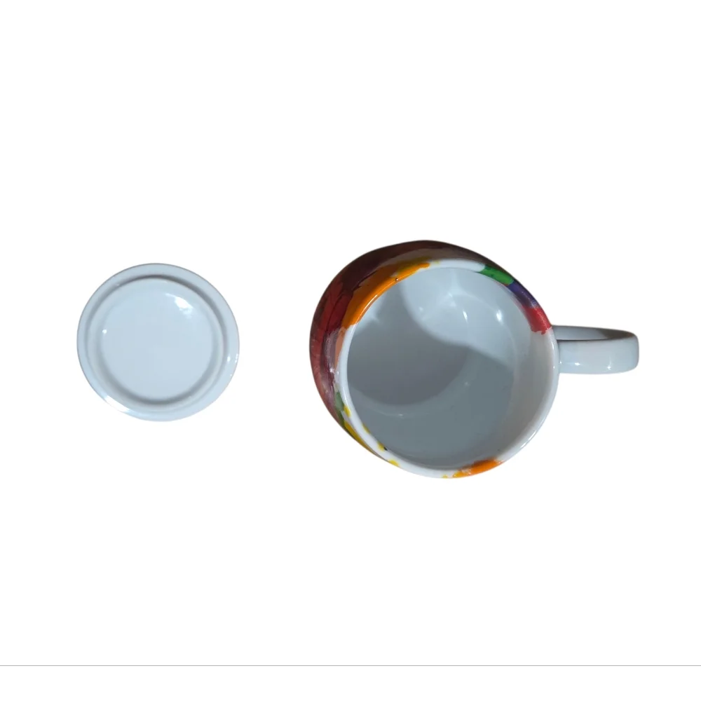 Konitz - Colorful Abstract Color Splash Ceramic Mug w/ Lid - No Tea Strainer